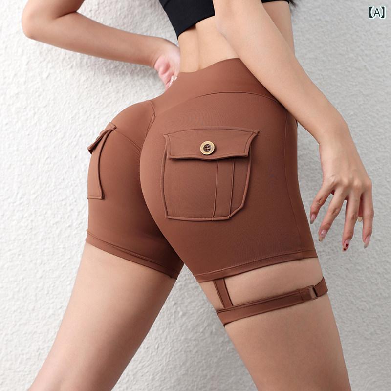 レディース ヨガパンツ ヒップアップ タイトフィット ポケット付き フィットネス ショーツ ワークスタイル ピーチヒップ 運動 太ももサポート 伸縮性 吸湿速乾