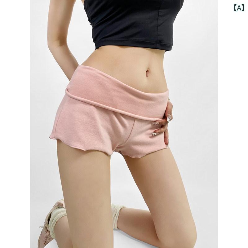 Tap Pants - ショートパンツ レディース 夏用 ヨガ バレエ風 セクシー 休闲 スポーツ 軽量 薄手 快適 フリンジ 伸縮性 吸湿速乾 ハイウエスト ブラック ピンク系