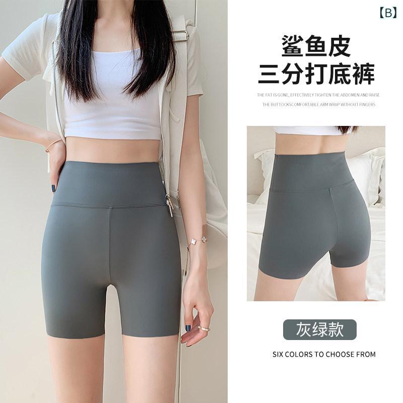 ベネフィメントショップのレディース ヨガショーツ ハイウエスト ヒップアップ タイトフィット 5分丈 夏薄手 ストレッチ 吸湿速乾 軽量 フィットネス インナー｜アングル2