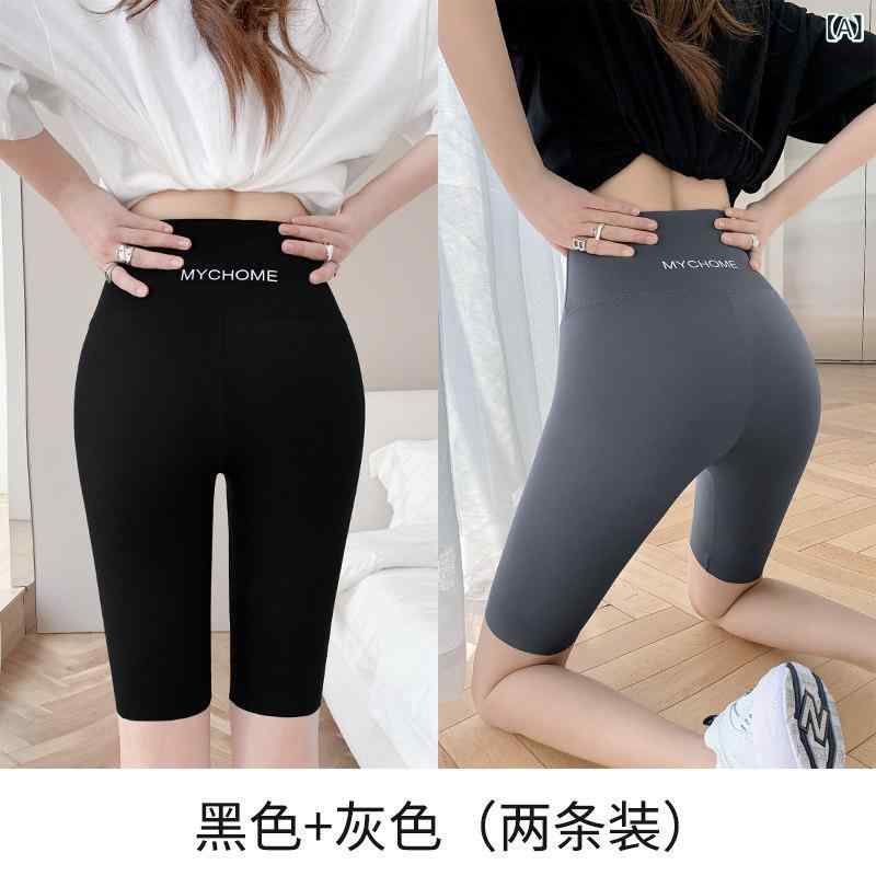 ショーツ レディース 夏用 薄手 5分丈 シャーク柄 安全パンツ ウエストシェイプ ヨガパンツ サイクリングパンツ 外出用 伸縮性 吸湿速乾 ピンク系