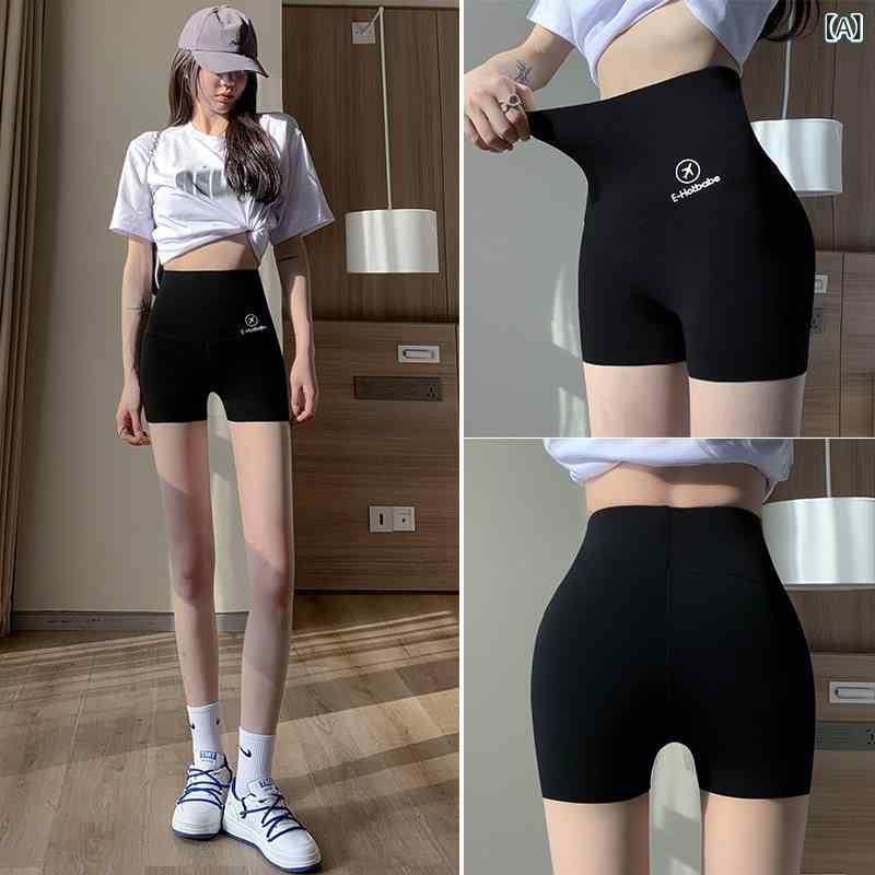 Pants - レディース 夏用 ヨガ ショーツ ハイウエスト シェイプ ヒップアップ 薄手 ビッグサイズ 見え防止 インナー 安全 サメ牙 吸湿速乾 伸縮性 軽量 動きやすい