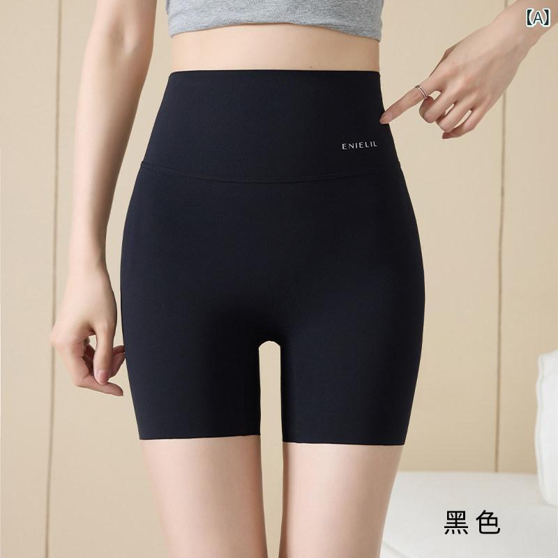 レディース 夏用 防透け 薄手 シームレス 高腰 ヒップアップ 3分丈 ヨガパンツ シャークレギンス 股補強 インナーショーツ 伸縮性 吸湿速乾 フィットネス 軽量 アクティブウェア