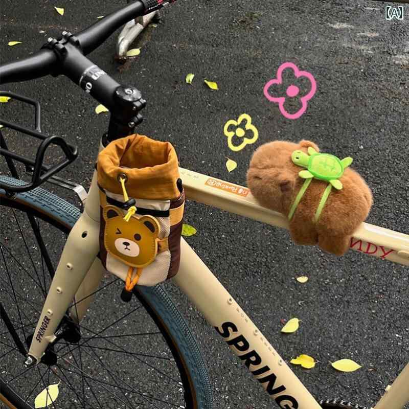 サイクリング バッグ ロードバイク マウンテンバイク 用 ハンドルバー 横梁 ポーチ 水筒ホルダー 付き 防水 かわいい アウトドア ライディング ギア ツーリング 鞄 軽量 機能的