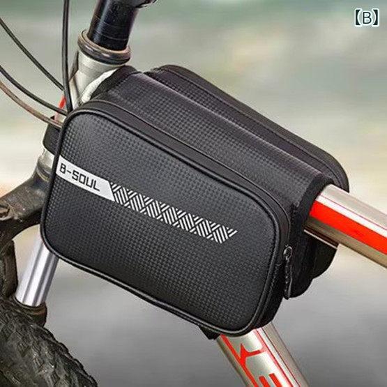 ベネフィメントショップの自転車 バッグ フレーム 防水 サドル スマホ 収納 サイクリング アクセサリー マウンテンバイク 用 横梁 上管 鞄 アウトドア ライディング ギア 軽量 タイプ｜アングル2