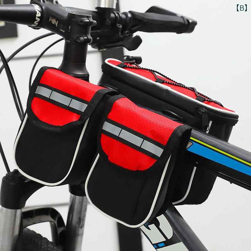 自転車 収納バッグ ハンドル 前梁 防水 置物ポーチ マウンテンバイク サイクリング...