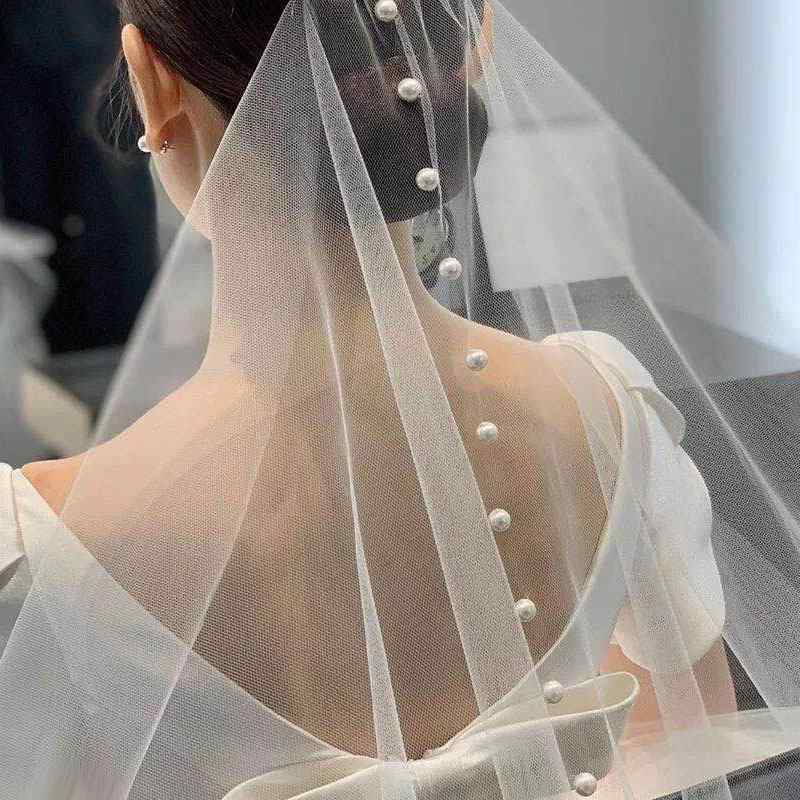 ウェディング ベール ロング 女性用 花嫁 結婚式 旅 撮影 復古 蝶 結び シースルー 素 軽量 柔軟 アイボリー