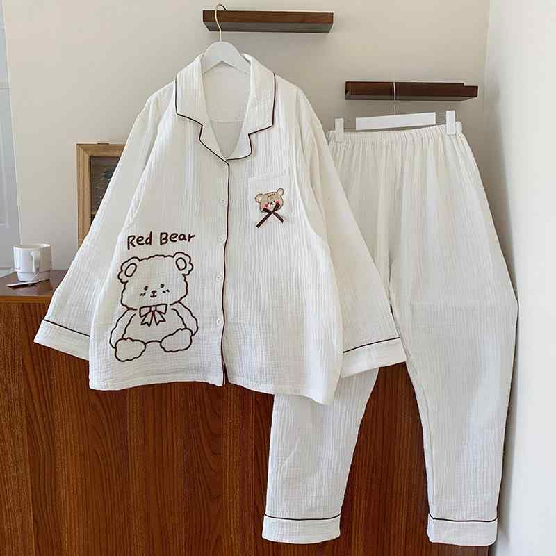 パジャマ レディース マタニティ 授乳服 妊婦 上下セット セットアップ 部屋着 ルームウェア ナイトウェア 前開き ボタン 長袖 薄手 二重ガーゼ コットン 綿 100 吸湿 通気性 伸縮性 普段使い 産前 産後 入院着 出産準備 快適