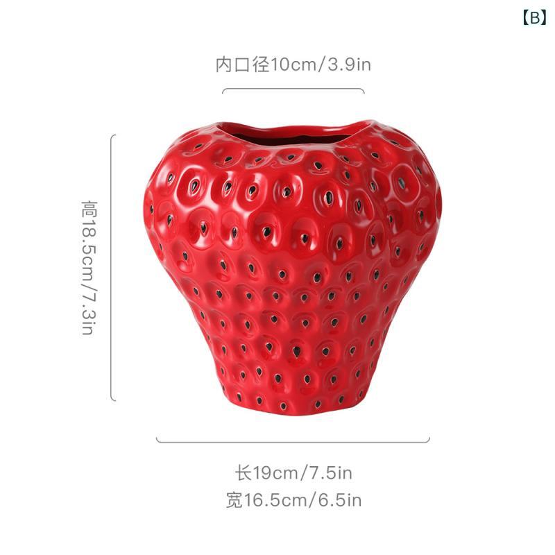 花瓶 陶器 ストロベリー フラワーベース 置物 いちご 卓上 玄関 リビング ダイニング 飾り おしゃれ かわいい 一輪挿し 花器 北欧 陶磁器 インテリア 贈り物 プレゼント ギフト キッチン カフェ 店舗 装飾 雑貨 フルーツ モチーフの商品画像 3