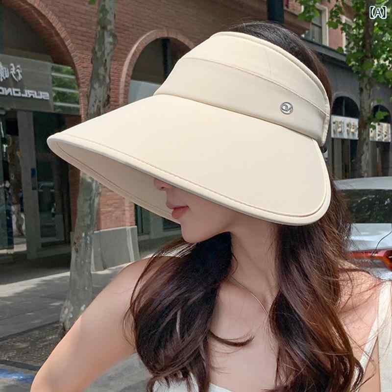 帽子 レディース 日よけ帽子 サンバイザー つば広 紫外線カット UVカット 遮光 折...