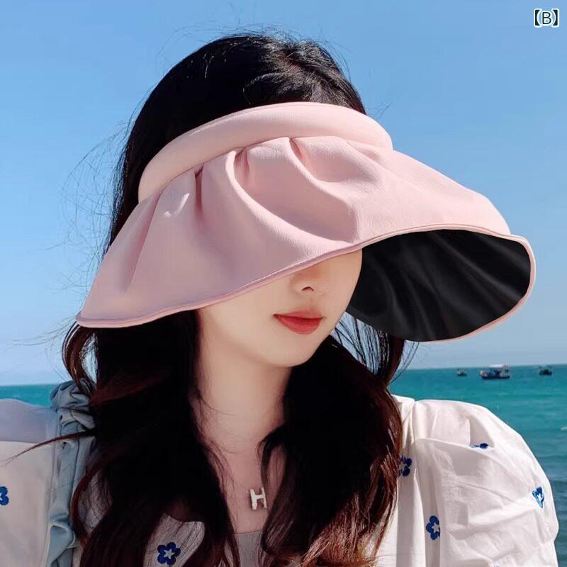 サンバイザー レディース 帽子 つば広 紫外線対策 遮光 日焼け防止 折りたたみ 携...