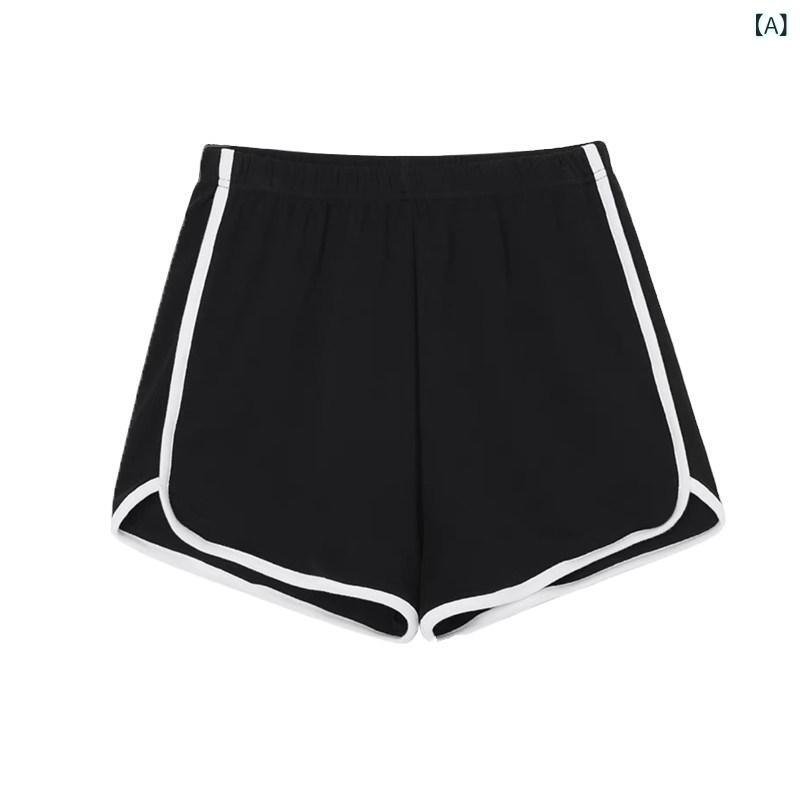 ショートパンツ レディース カジュアル スポーツウェア ハイウエスト Aライン ズボン 短パン キュロット 体型カバー 大きいサイズ ゆったり 美脚 着痩せ 細見え お腹周り 伸縮性 美尻 足長効果 アメリカン レトロ 楽ちん ウエストゴム 無地 シンプ