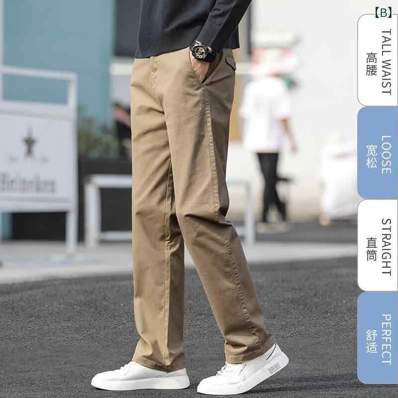 パンツ メンズ 男性用 秋冬 秋 冬 ロングパンツ ズボン ボトムス チノパン スラックス ストレートパンツ 伸縮性 ストレッチ 綿 コットン 100% 柔らかい 肌触り良い 厚手 無地 シンプル 通勤用 ビジネス オフィス カジュアル きれいめ 普段使 — vista 3