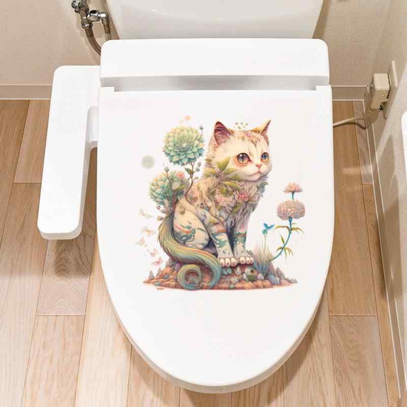 ウォールステッカー かわいい 猫 キャラクター 浴室 洗面所 トイレ タイルシール 雑貨 インテリア 壁紙 貼るだけ 防水 防汚 模様替え 壁面装飾 部屋作り アートパネル おしゃれ 賃貸可能 壁面シール ステッカー 壁用 剥がせる 傷隠し 汚れ防止 キ