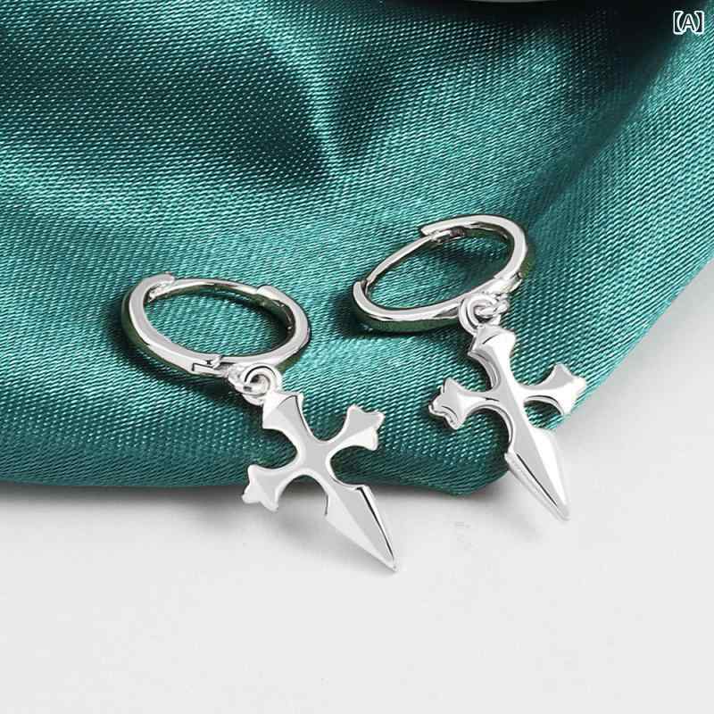 ベネフィメントショップのピアス 男女兼用 メンズ レディース ユニセックス アクセサリー ジュエリー シルバー925 スター 星 十字架 クロス 十字星 輝き シンプル おしゃれ かっこいい クール モード ミニマル スタイリッシュ プレゼント ギフト 贈り物 ペア 普段使い｜アングル2