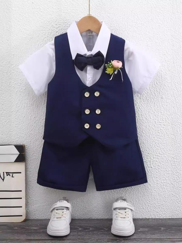 スーツ キッズ 男の子 フォーマルウェア 子供服 結婚式 発表会 セットアップ 礼服 タキシード ジャケット パンツ ベスト 蝶ネクタイ 5点セット 七五三 卒園式 入学式 記念撮影 ピアノ発表会 男児 誕生日会 パーティー用 披露宴 リングボーイ 高級