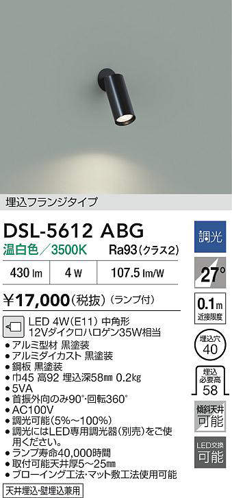 大光電機 (DAIKO)　DSL-5612ABG スポットライト DAIKO【工事必要型】