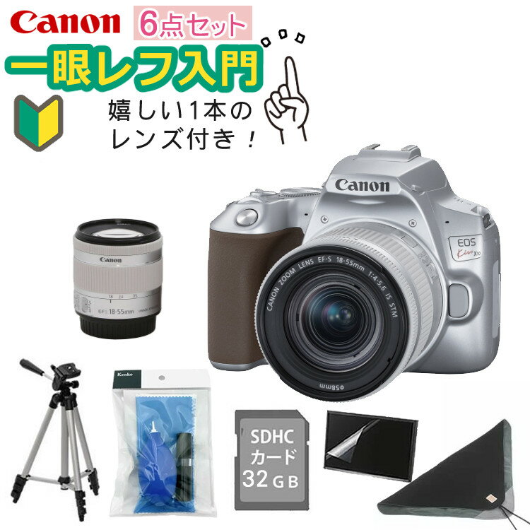 (6点セット)【スマホには表現できない描写力！】 キヤノン EOS Kiss X10 デジタル一眼レフカメラ イオスキス シルバー レンズキット EOS KISS X10SL-1855IS STM LK (3460C001) 初心者向け 入門機（ラッピング不可）（みつはぴ）のサムネイル