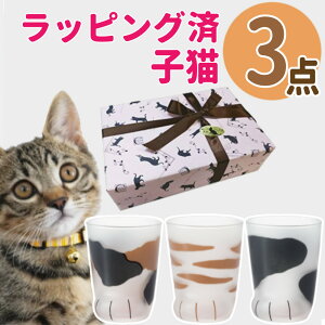 (猫柄ラッピング済) ここねこ 子猫 グラス 3点 ギフトセット アデリア coconeco 猫グラス こねこミケ トラ ブチ 230ml 猫グッズ ネコ ねこ 猫足 肉球 可愛い かわいい ご褒美 タンブラー コップ ギフト プレゼント(熨斗対応不可)(みつはぴ)