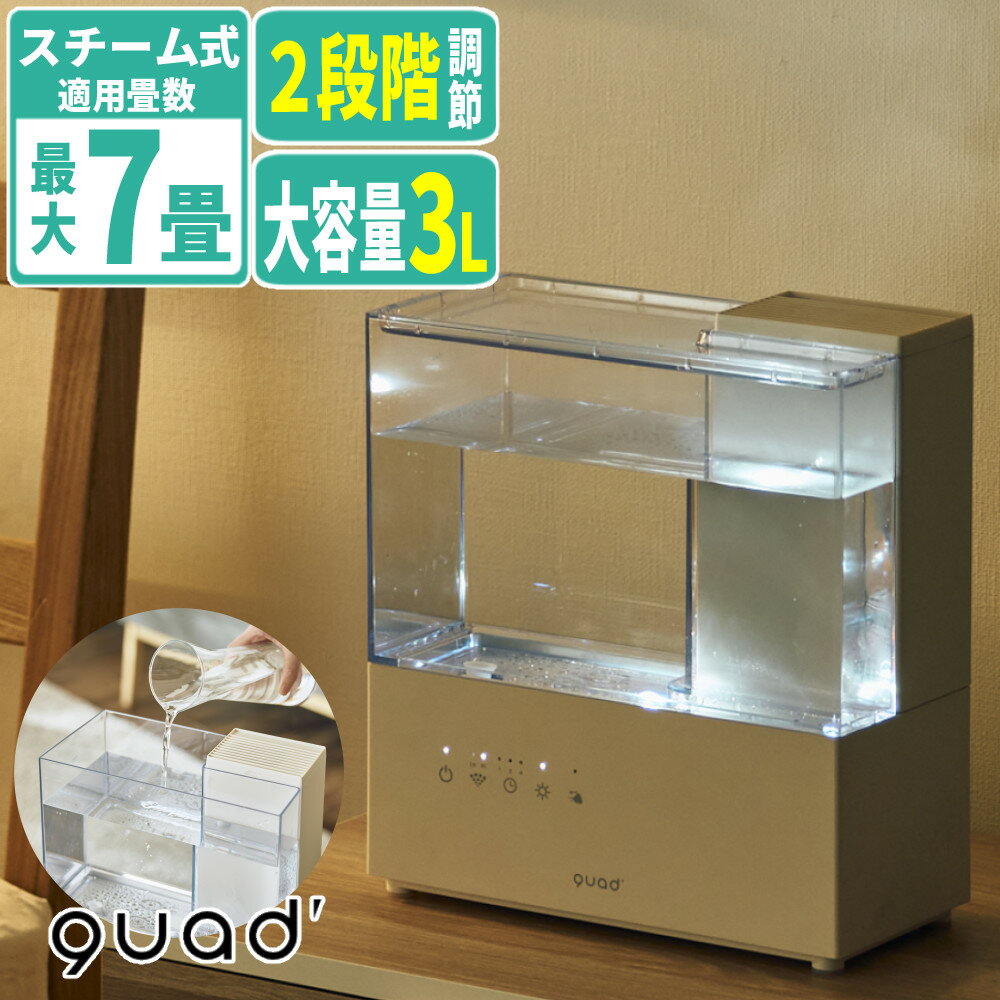 QUADS 【正規販売店】加湿器 スチーム式 エルモイスト クリア QS562IV アイボリー 乾燥対策 おしゃれ（ラッピング不可）（.QL）