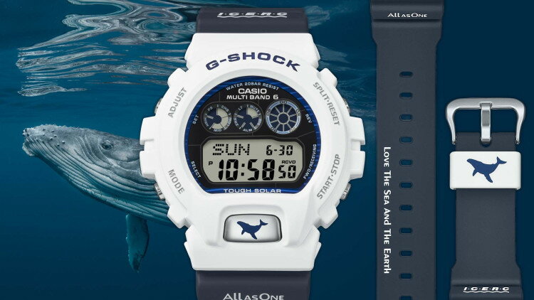 （木製時計スタンド付）カシオ Gショック CASIO G-SHOCK ソーラー電波 メンズ 腕時計 GW-6905K-7AJR ICERC Japan コラボ イルカ・クジラ イルクジ 2025 ザトウクジラ デジタル メーカー保証1年 国内正規品（.QL）