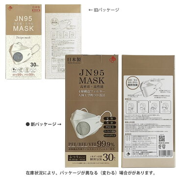 JN95 マスク 日本製 不織布 使い捨て 個別包装 30枚入り ライトグレー 高性能マスク 立体構造 4層 3D高性能マスク ライトグレーマスク 呼吸しやすい 息苦しくない 小顔効果 JN95 KF94 N95 メンズ レディース