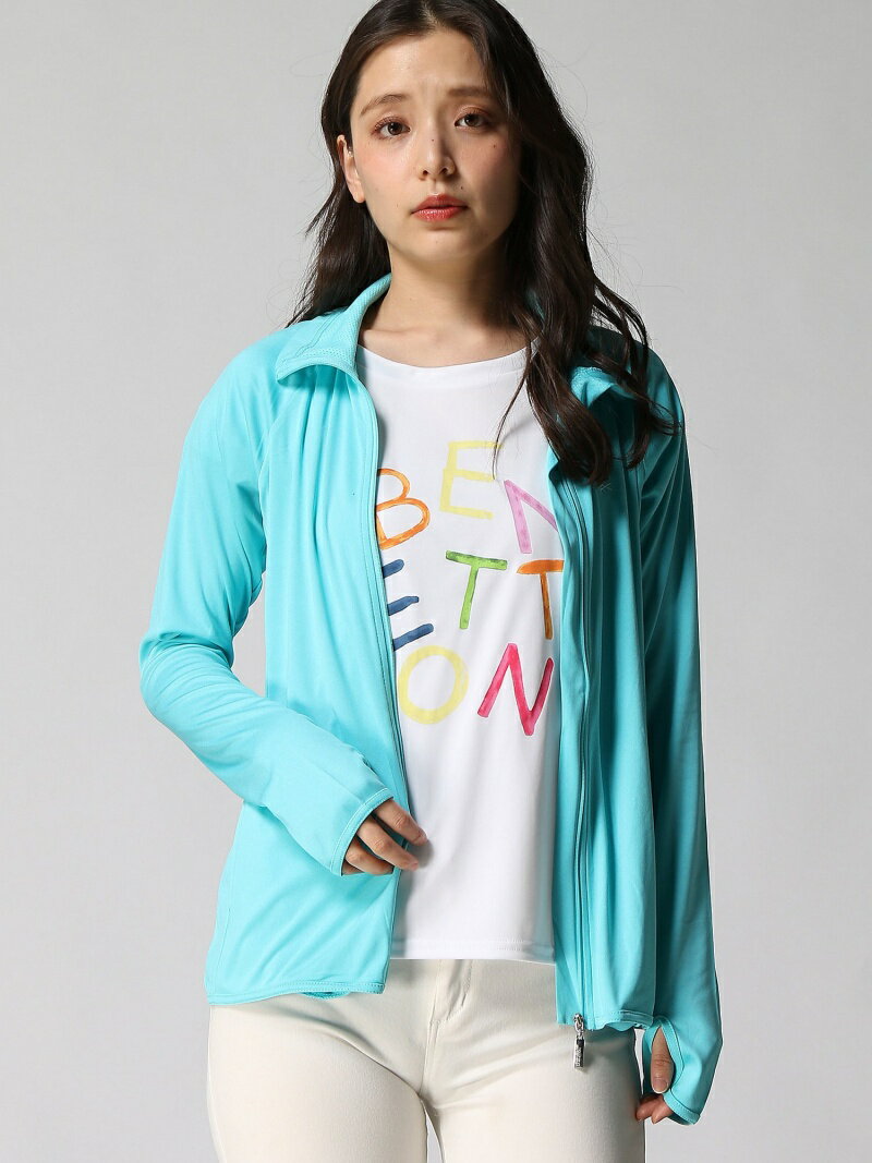 【SALE／90%OFF】(W)ベネトン杢カラーラッシュガード(接触冷感/UV加工UP BENETTON (UNITED COLORS OF BENETTON.) ベネトン(ユナイテッド カラーズ オブ ベネトン) トップス パーカー・フーディー ブルー ネイビー ピンク ブラック グレー【RBA_E】[Rakuten Fashion]