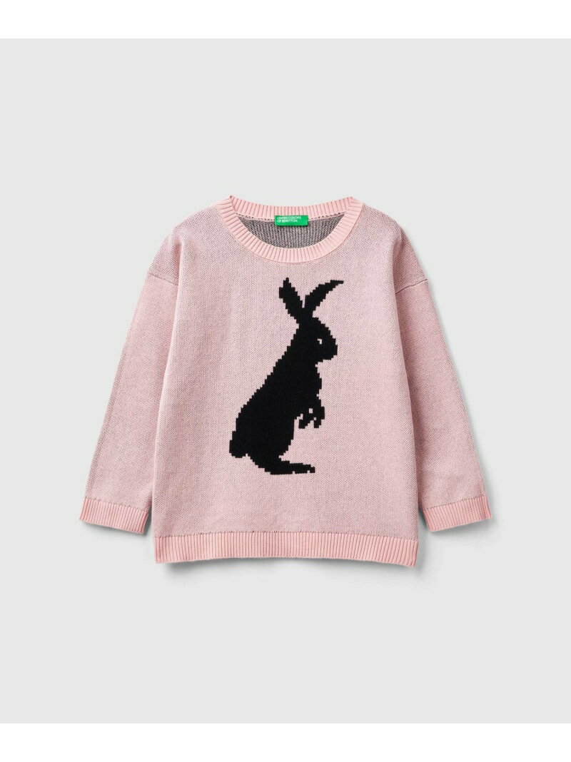 【SALE／50%OFF】(K)キッズうさぎモチーフクルーネックニット・セーターB BENETTON (UNITED COLORS OF BENETTON.) ベネトン(ユナイテッド カラーズ オブ ベネトン) トップス ニット ピンク レッド【RBA_E】【送料無料】[Rakuten Fashion]