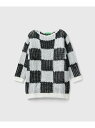 【SALE／50%OFF】(K)キッズブロックチェッククルーネックローゲージニット・セーターG BENETTON (UNITED COLORS OF BENETTON) ベネトン(ユナイテッド カラーズ オブ ベネトン) トップス ニット ホワイト【RBA_E】【送料無料】[Rakuten Fashion]