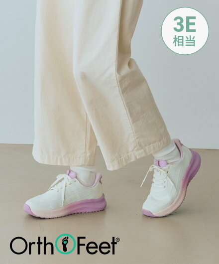 [ オーソフィート ] ニラ ワイド ホワイト ラベンダー テキスタイル シューズ レディース OF80030203 ..