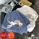 Tシャツ メンズ カジュアルシャツ トップス 夏 綿 半袖 猫柄 可愛い シャツ 薄手 スポーツ シンプル おしゃれ 人気 ワークシャツ 送料無料