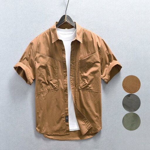 ミリタリーシャツ カジュアルシャツ トップス ワークシャツ メンズ 半袖 シャツ 100%コットン ミリタリーシャツ カジュアルシャツ トップス ワークシャツ メンズ 半袖 シャツ 100%コットン