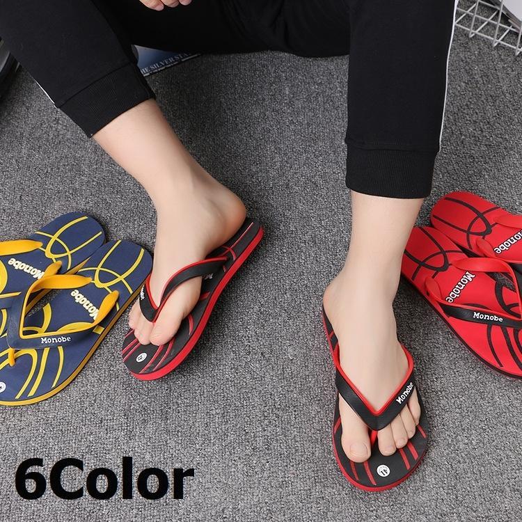 ビーチサンダル メンズ 男性用 ロゴ カラフル ビーチ プール リゾート ビーサン フラット ぺたんこ おしゃれ カジュアル