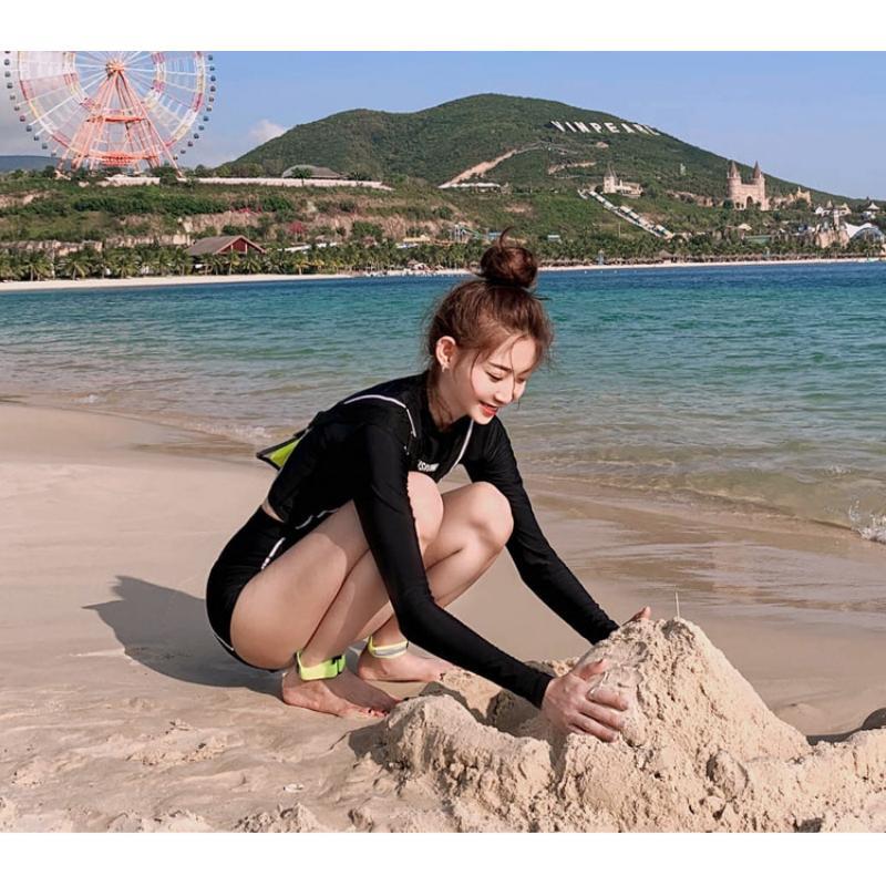 水着 レディース 体型カバー フィットネス水着 2点セット ビキニ 韓国風 長袖ラッシュガード 大きいサイズ 20/30/40代 ママ水着 サーフィン服 日焼け防止 レトロ