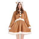 コスプレ 鹿 衣装 レディース コスチューム 仮装 ミニ丈 トナカイ サンタワンピース サンタコスプレ クリスマスパーティー グッズ サンタ帽子 クリスマス