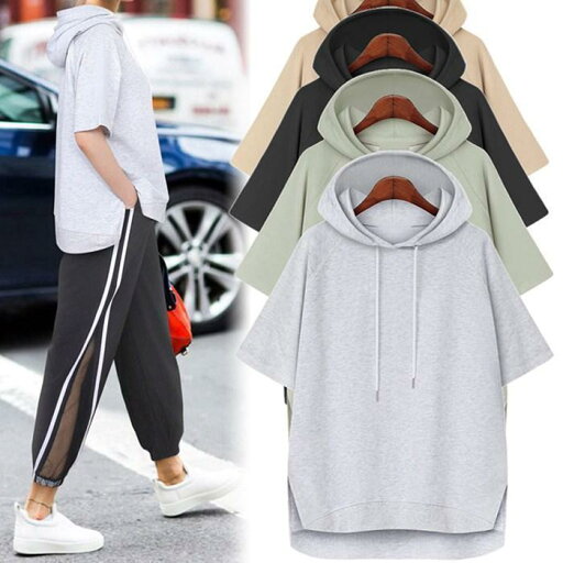 パーカー トップス レディース 夏 tシャツ 五分袖 フード付き ゆったり 半袖パーカー Tシャツ カットソー プルオーバー 高品質 パーカー トップス レディース 夏 tシャツ 五分袖 フード付き ゆったり 半袖パーカー Tシャツ カットソー プルオーバー 高品質