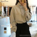 シャツ レディース ブラウス 長袖 春 無地 ゆったり ハイネック パーカー おしゃれ 春秋 トップス 大きいサイズ シャツブラウス ポイント消化(4)