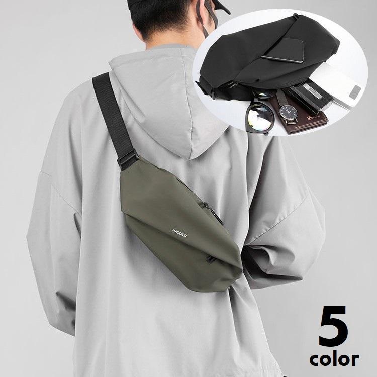 ボディバッグ ウエストバッグ 男女兼用 メンズ レディース 鞄 カバン 斜め掛け 肩掛け ロゴ入り 単色 ファスナー チャック サイズ調節可 ポケット