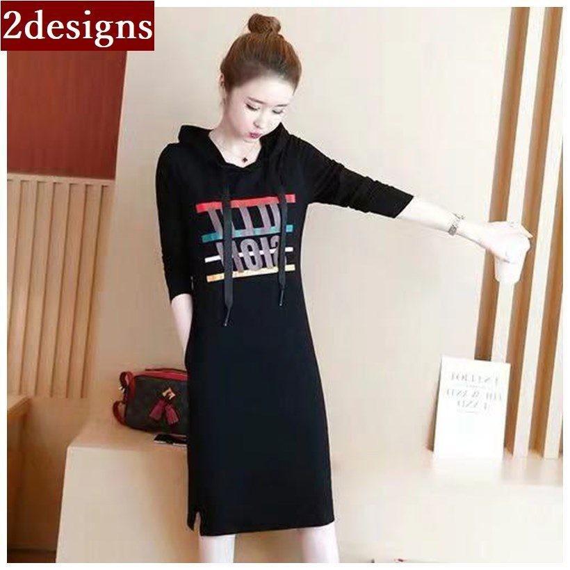 ワンピース パーカー ボーダー おしゃれ 長袖 タイト 膝丈 スウェット フード ルームウェア レディース..