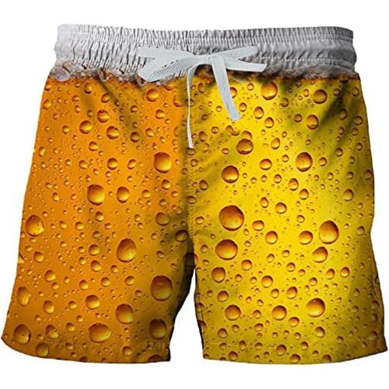 海水パンツ 水着 メンズ ビーチパンツ オシャレ ショートパンツ ビーチショーツ 弾力 速乾 ビール プリント 面白い 海パン 夏 短パン