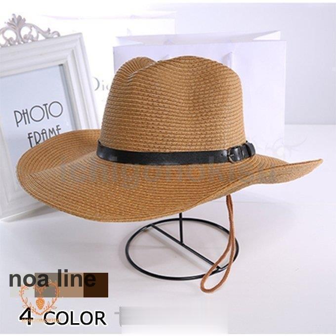 麦わら帽子メンズレディーステンガロンハット折りたたみつば広大きいストローハットUVカット日よけ帽子..