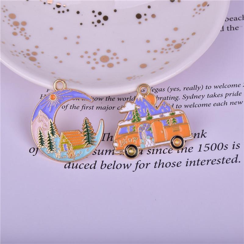 【2ケ】月様 バス チャームパーツ 金具 パーツ ピアス バッグチャーム キーホルダー アクセサリー月：2..