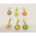 【1ケ】マスク チャーム バッグ チャーム 太陽花 フラワー 金具 ヘア アクセサリー カニカン付 全長28mm 花11mm カニカン内径4mm