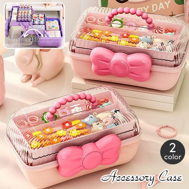 アクセサリー収納ボックス 大容量 3段 子供用 キッズ 女の子 リボン ヘアアクセサリー 小物入れ 髪飾り..