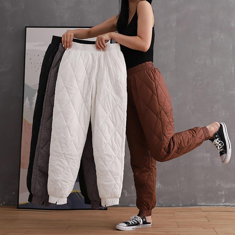 ジョガーパンツ 中綿 防寒パンツ レディース ダウンパンツ 中綿パンツ ダイヤ キルティング ダウン パンツ 軽量 あったか ハイウエスト ゴムウエス