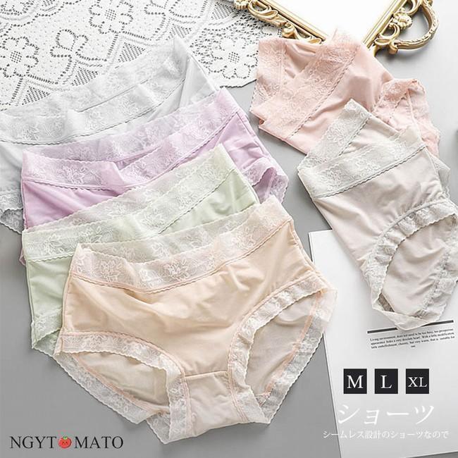 ショーツ 桃尻 レディース 自由組合 レースショーツ 下着 透け感 シルク 冷感 夏 桃型美尻 通気 ブラッ..