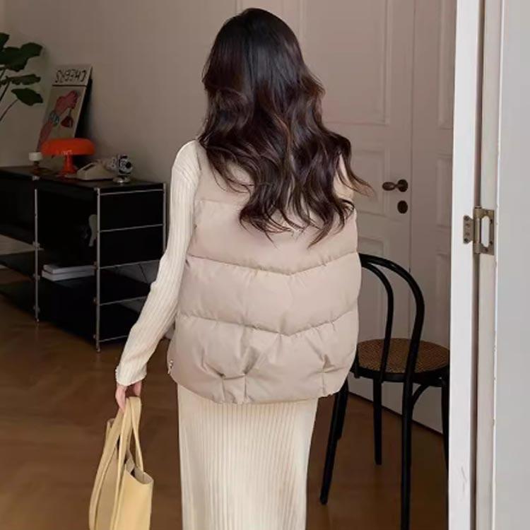 ベスト レディース 中綿ベスト 秋冬 フェイクダウン ベスト ノースリーブ アウター ジャケット 前開き ライトアウター 中綿 上着 羽織り 厚手 防