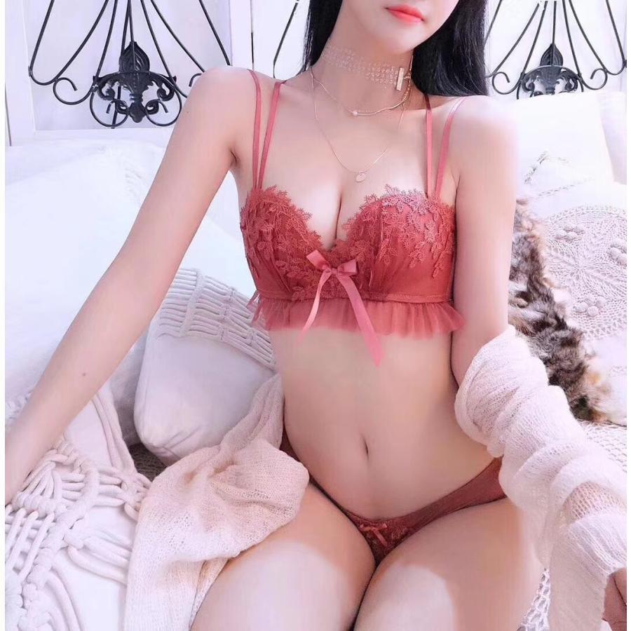 下着女性 上下セット エレガントスカレースブラジャー＆フルバックショーツ