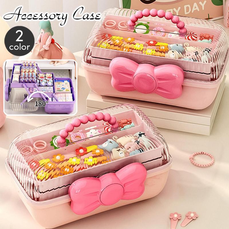 アクセサリー収納ボックス 大容量 3段 子供用 キッズ 女の子 リボン ヘアアクセサリー 小物入れ 髪飾り..