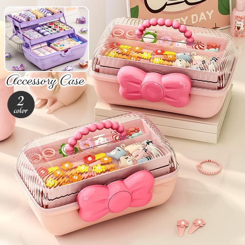 アクセサリー収納ボックス 大容量 3段 子供用 キッズ 女の子 リボン ヘアアクセサリー 小物入れ 髪飾り..