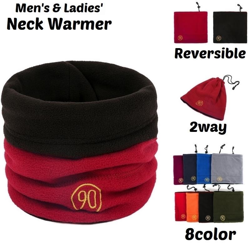 ネックウォーマー スヌード 帽子 リバーシブル 2way メンズ レディース ドローコード 無地 フリース 起..